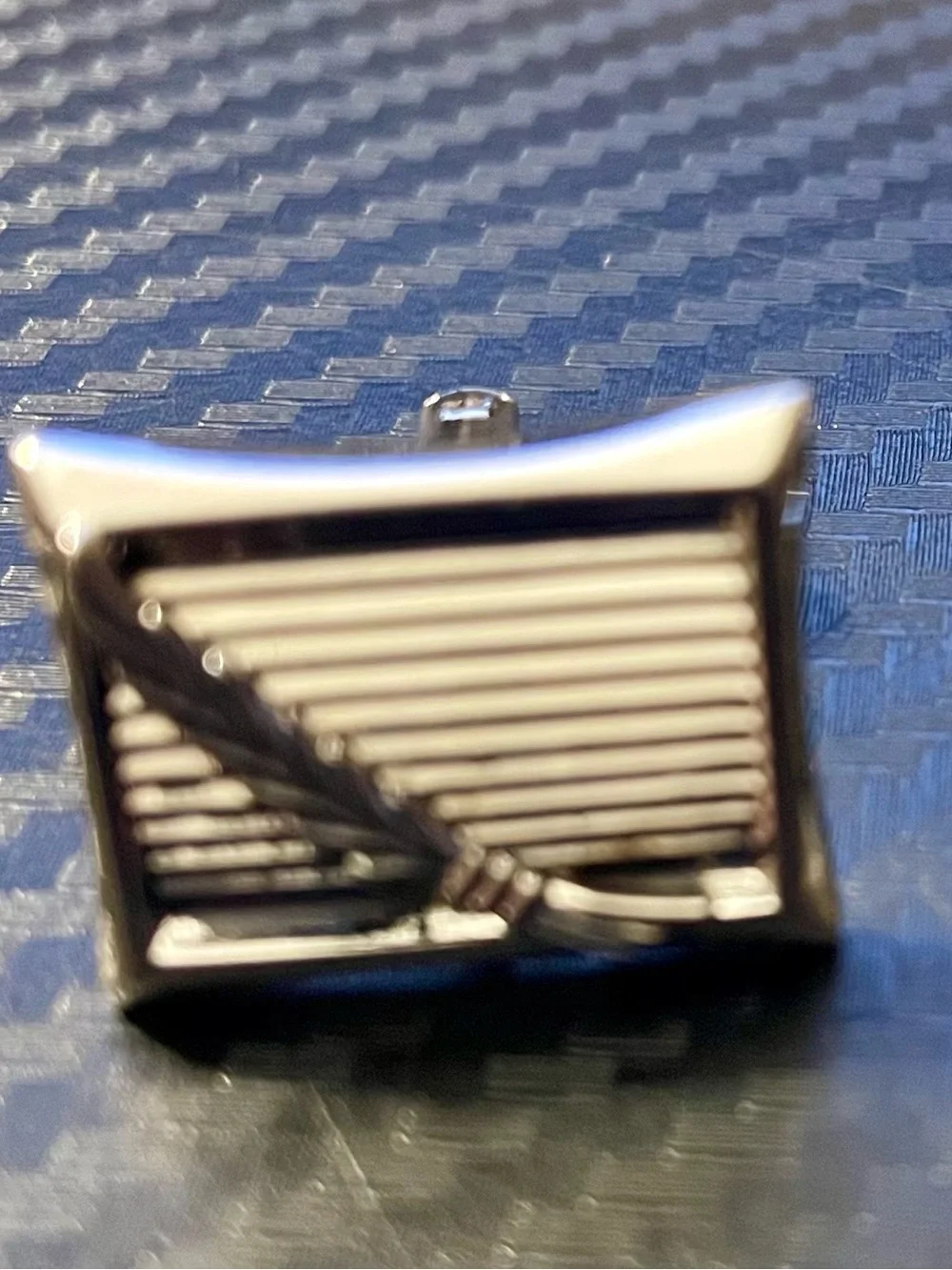 Set of 2 Men's Silver Tone Square Stripe Cufflinks - Classic Black Accent